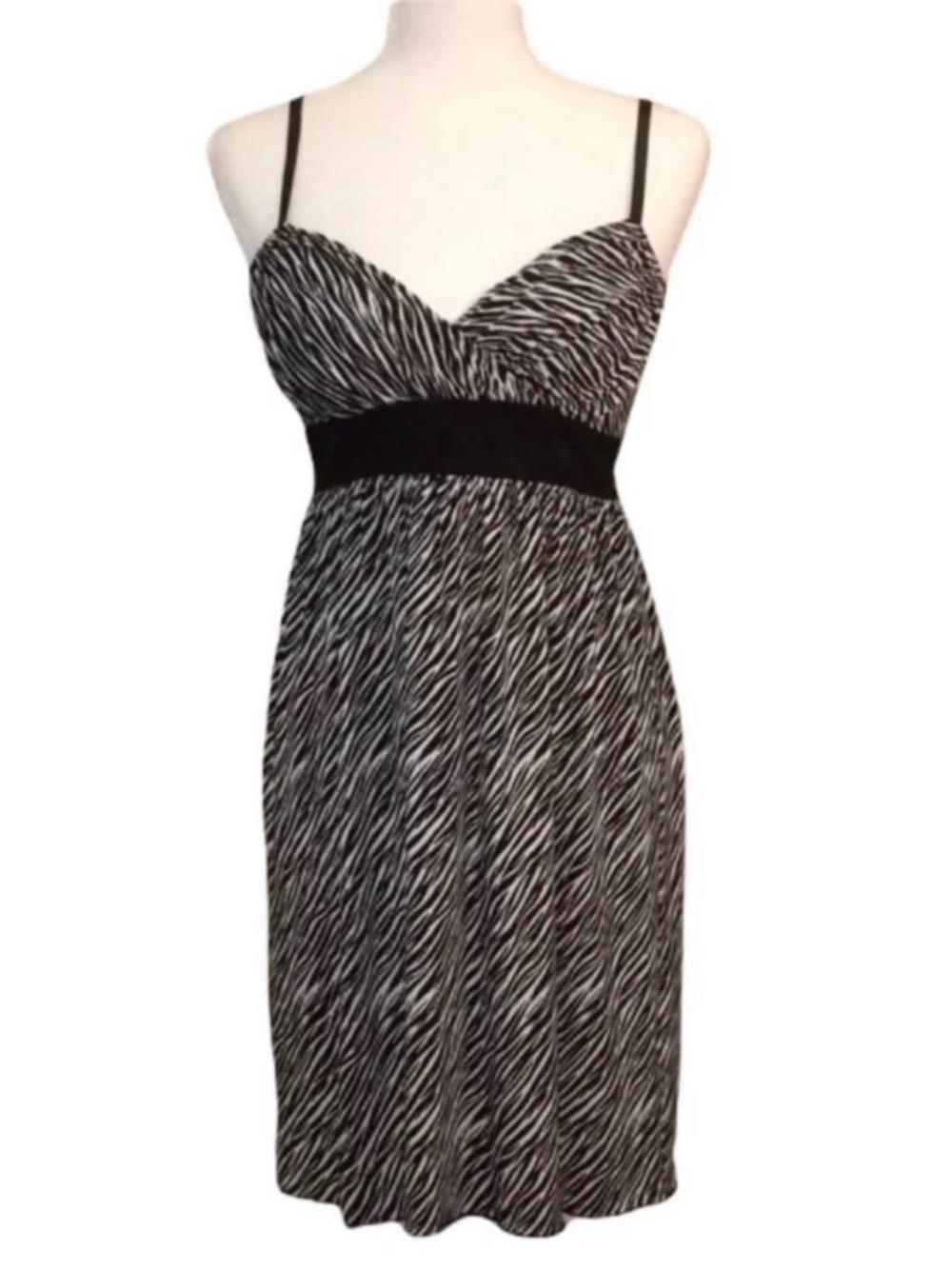 VTG Y2K B. Wear Zebra Print Spaghetti Strap Dress Size Small